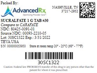 Sucralfate 1G Tab Qty 30 NDC 80425-0091.jpg Sucralfate 1G Tab Qty 30 NDC 80425 0091